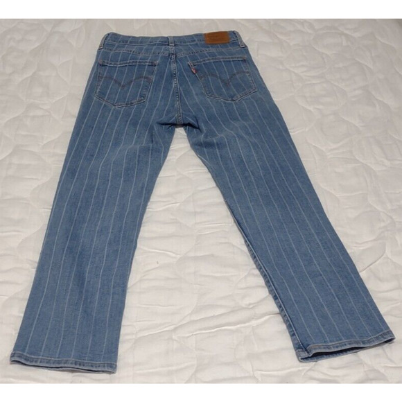 Levis Premium Jeans 724 Women's 28 High Rise Straight Leg Blue Wide Stripe Ankle - Picture 8 of 12